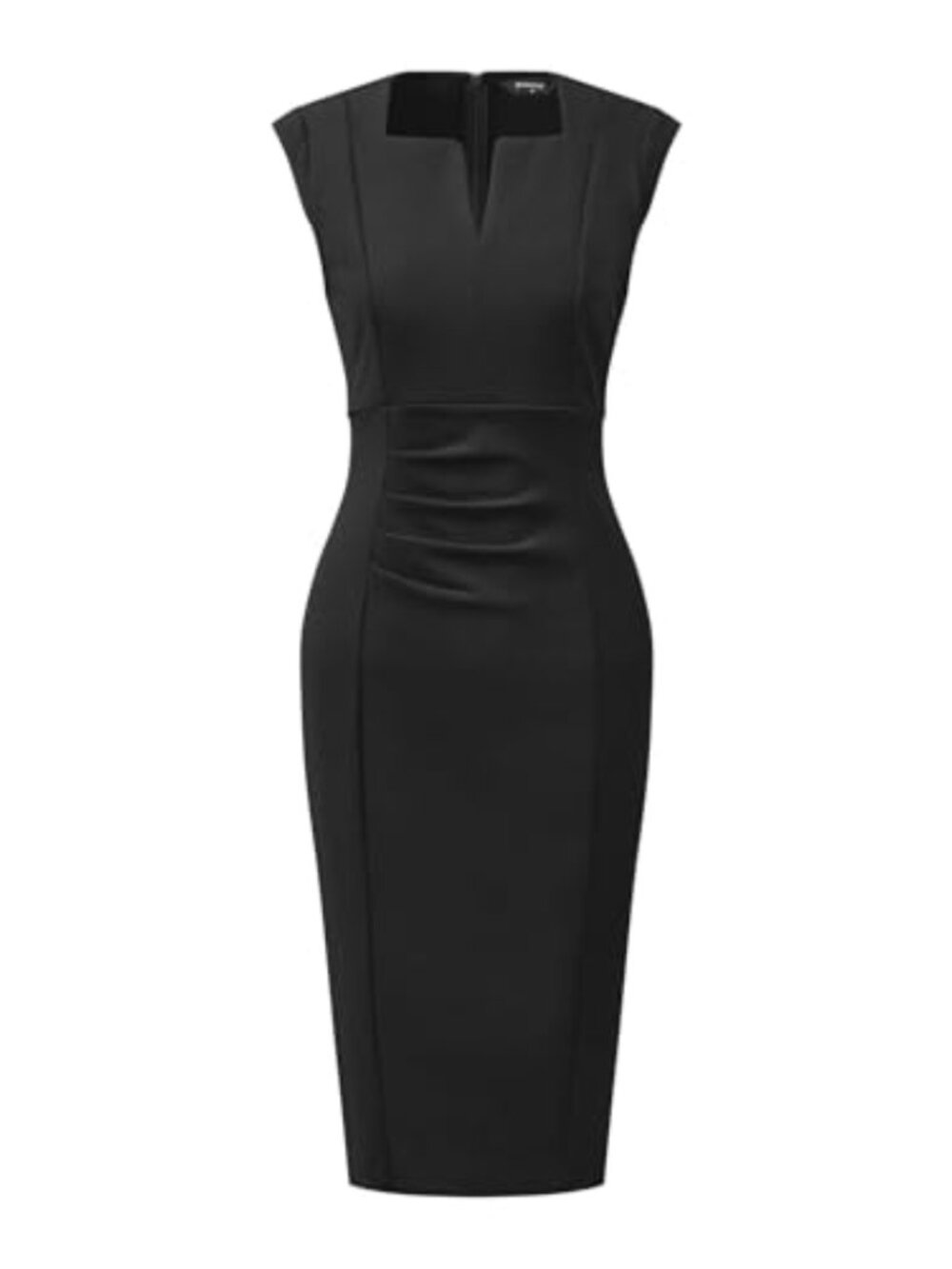 Sleeveless V-Neck Ruched Pencil Sheath Dress Professional Work Office